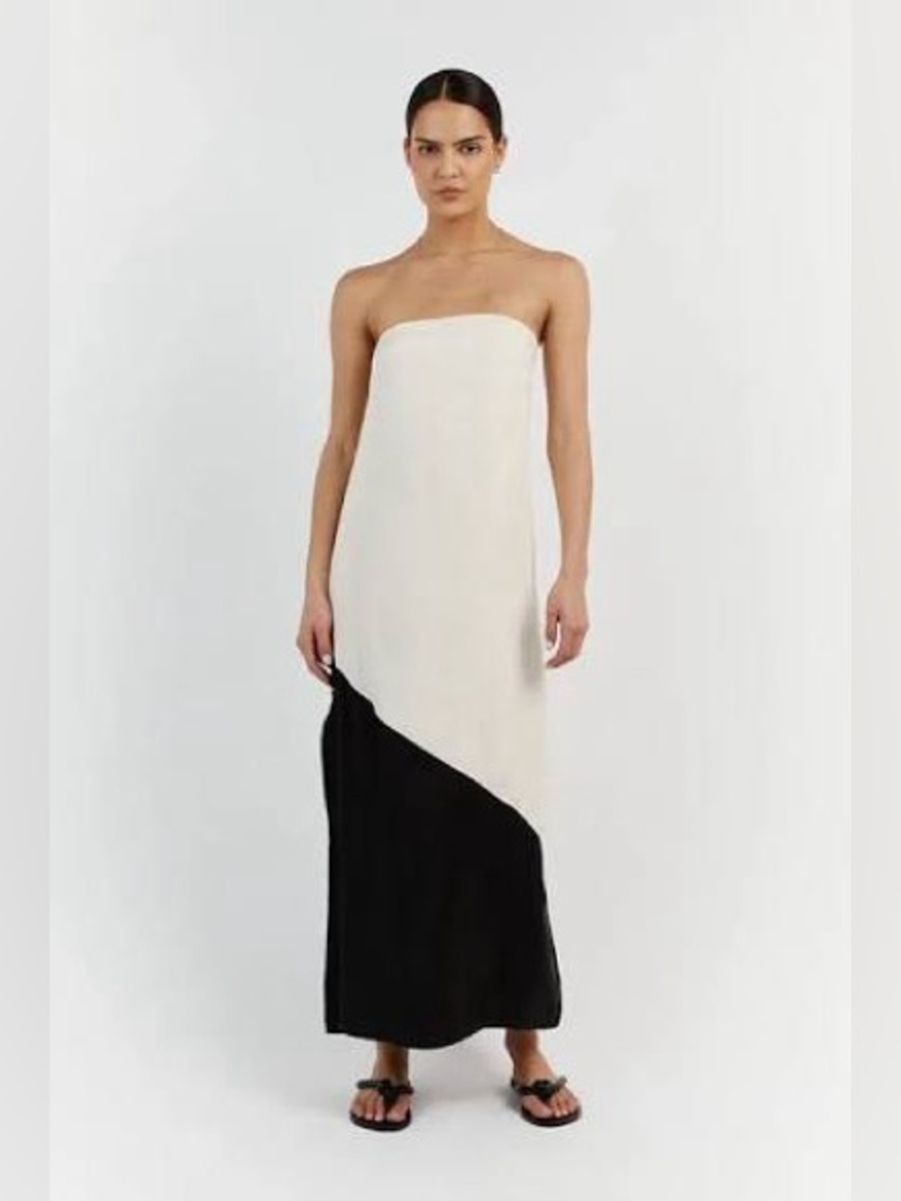 DISSH Taj Strapless Two-Tone Maxi Dress in Cream and Black (4)